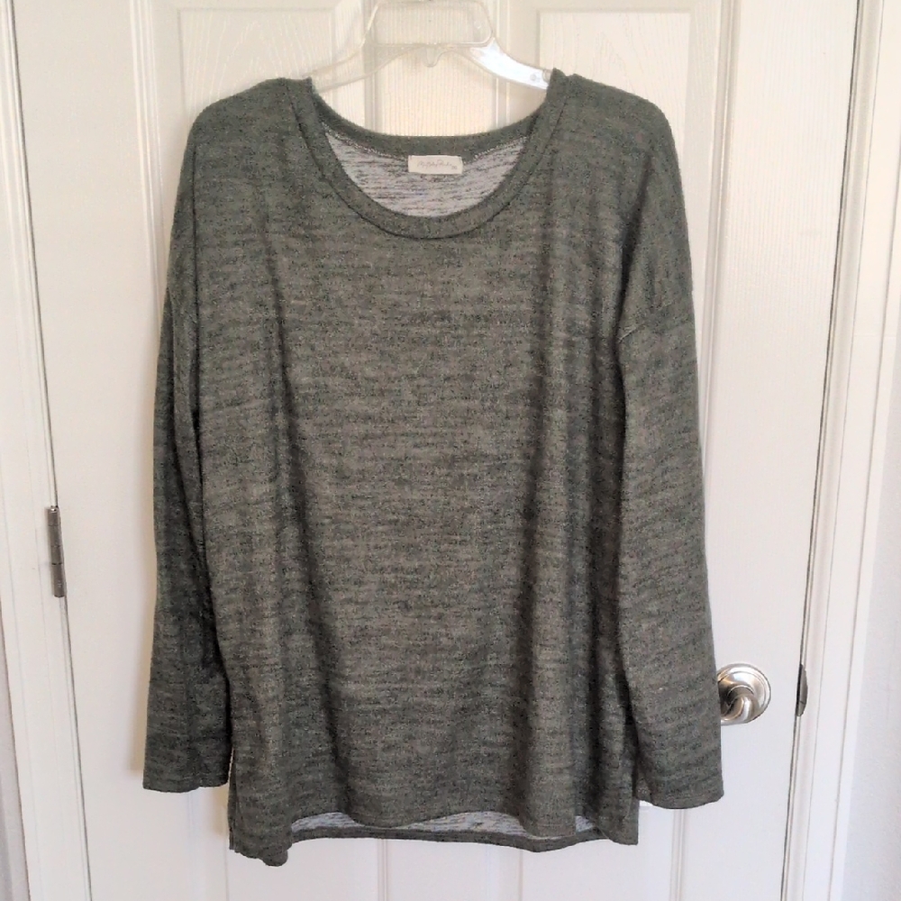 Mint Plus Pink Green Fuzzy Top - 2X